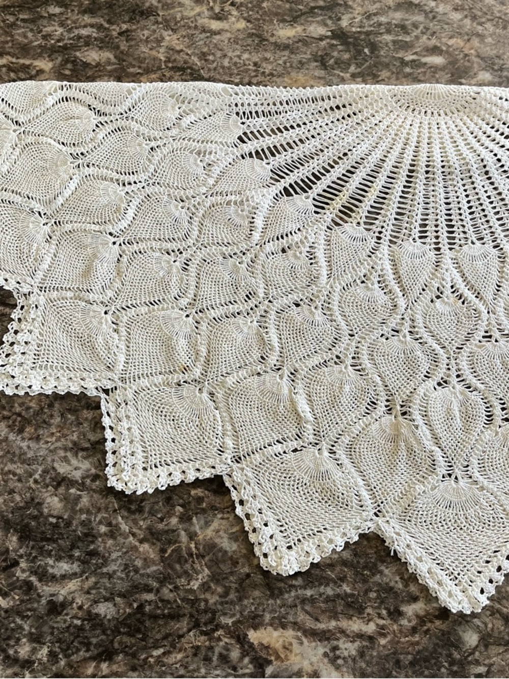Vintage Handmade Crochet Tabletop Accent in Ivory